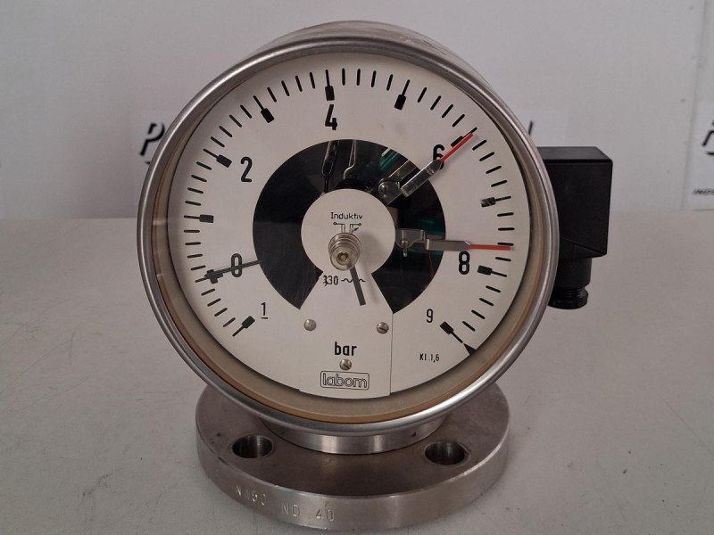 LABOM NG160 Pressure Gauge 0–9 bar DN160 with Inductive Contact