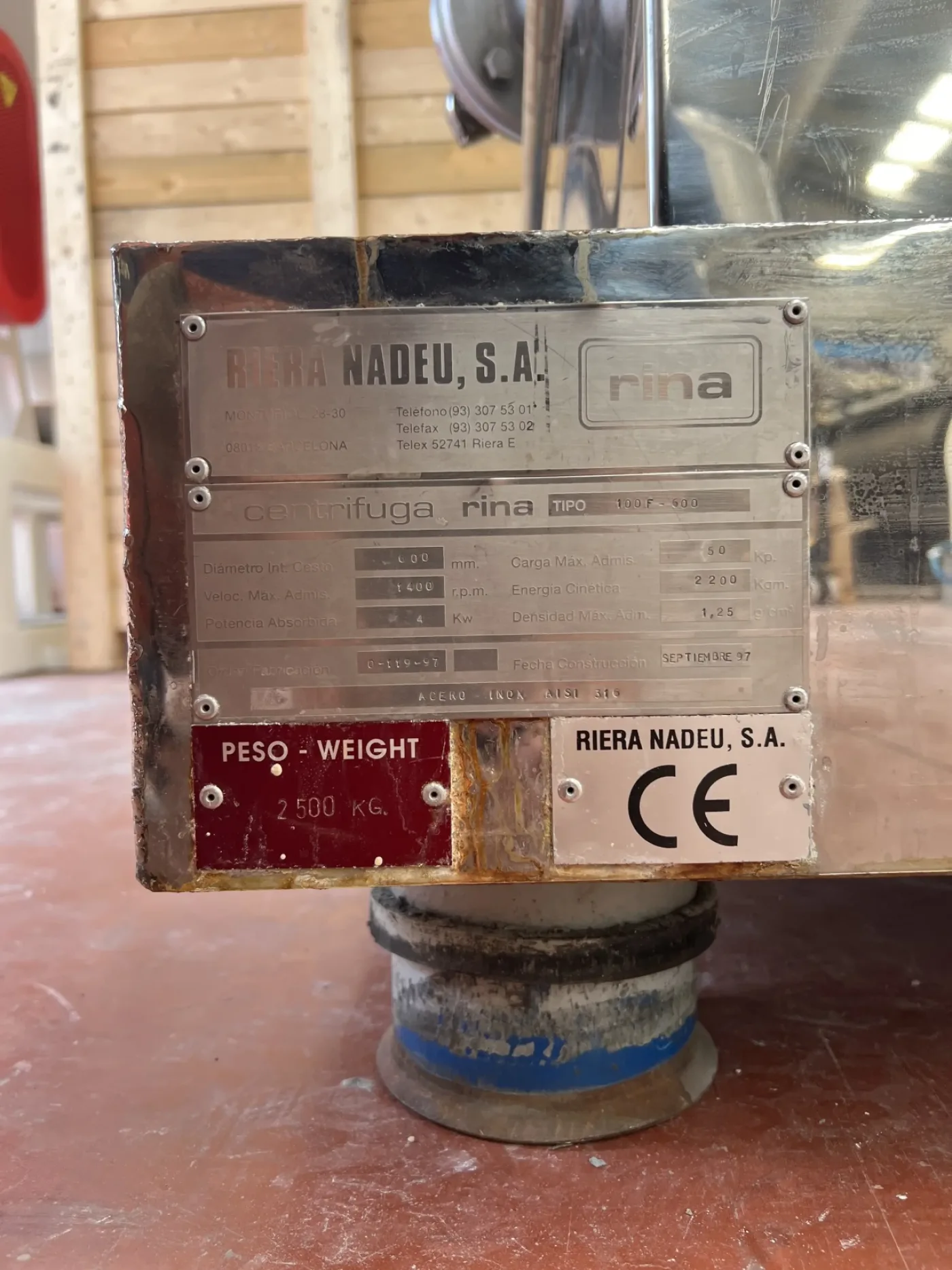 ATEX CENTRIFUGE RIERA NADEU 100F-600 STAINLESS STEEL WITH CONTROL PANELS - 4