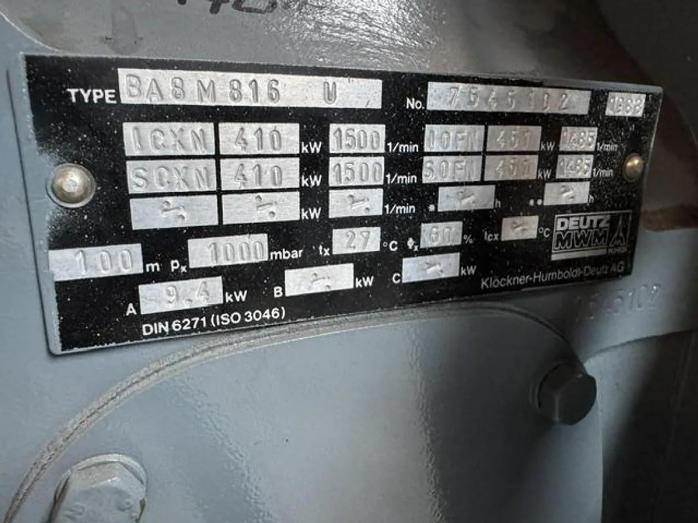 DEUTZ BA8M 816 / ANTON PILLER DIESEL GEN. SET 400 KVA - 4