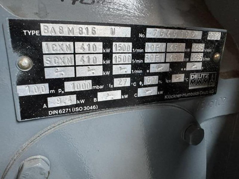 DEUTZ BA8M 816 / ANTON PILLER DIESEL GEN. SET 400 KVA