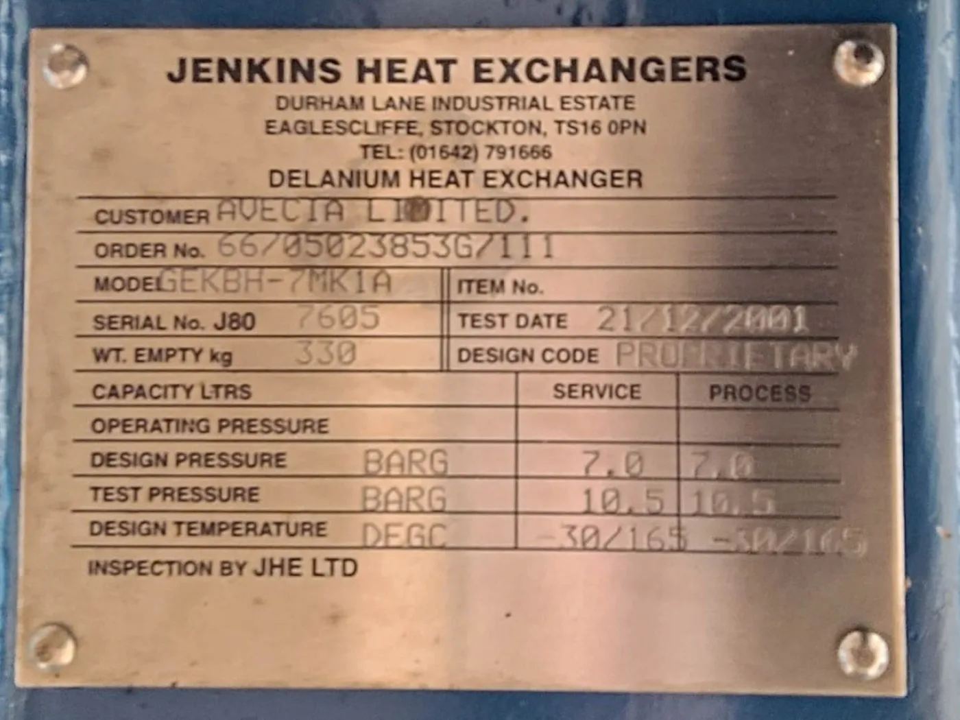 Jenkins heat exchangers GEKBH-7MK1A 4,4m² "graphite" - Shell and tube heat exchanger - 7