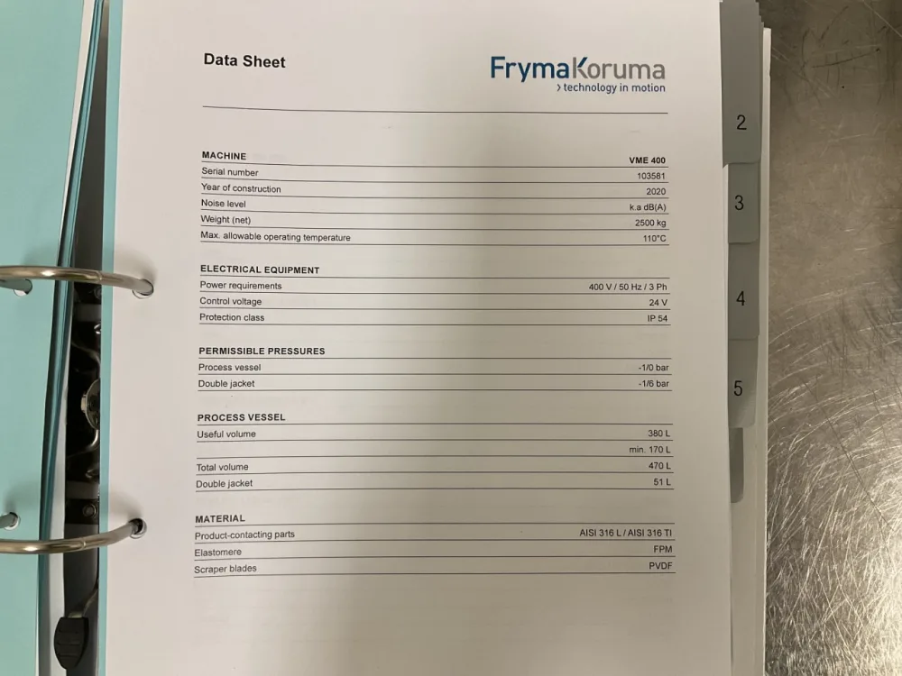 Fryma Koruma VME 400 - Processing vessel