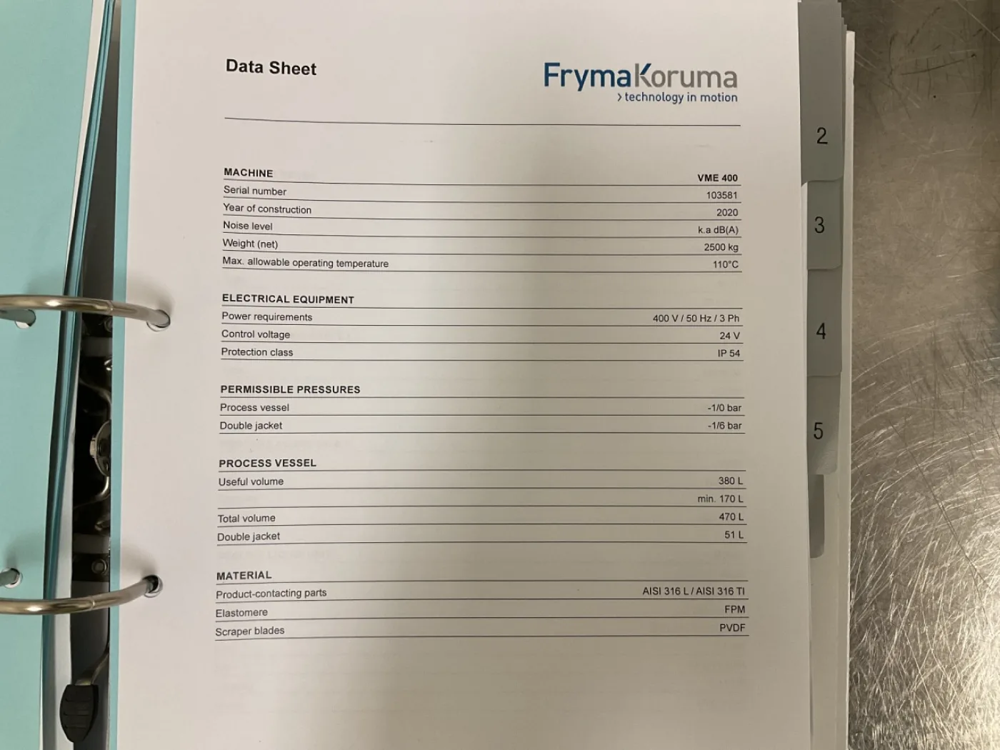 Fryma Koruma VME 400 - Processing vessel - 1