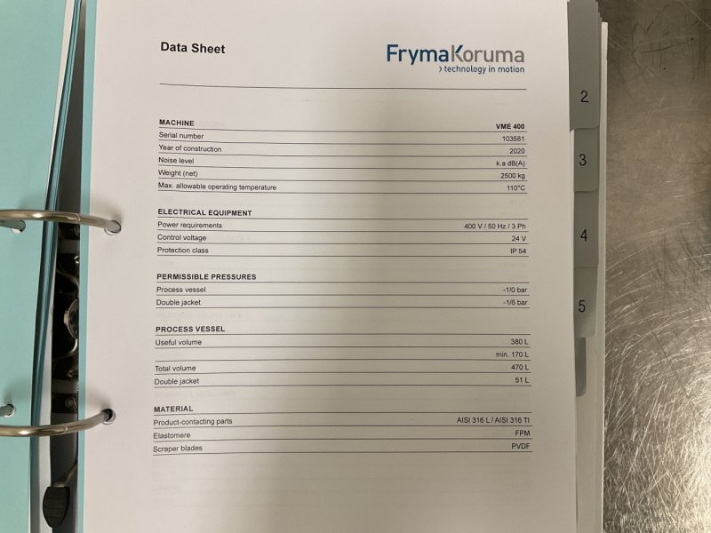 Fryma Koruma VME 400 - Traitement en cours vessel