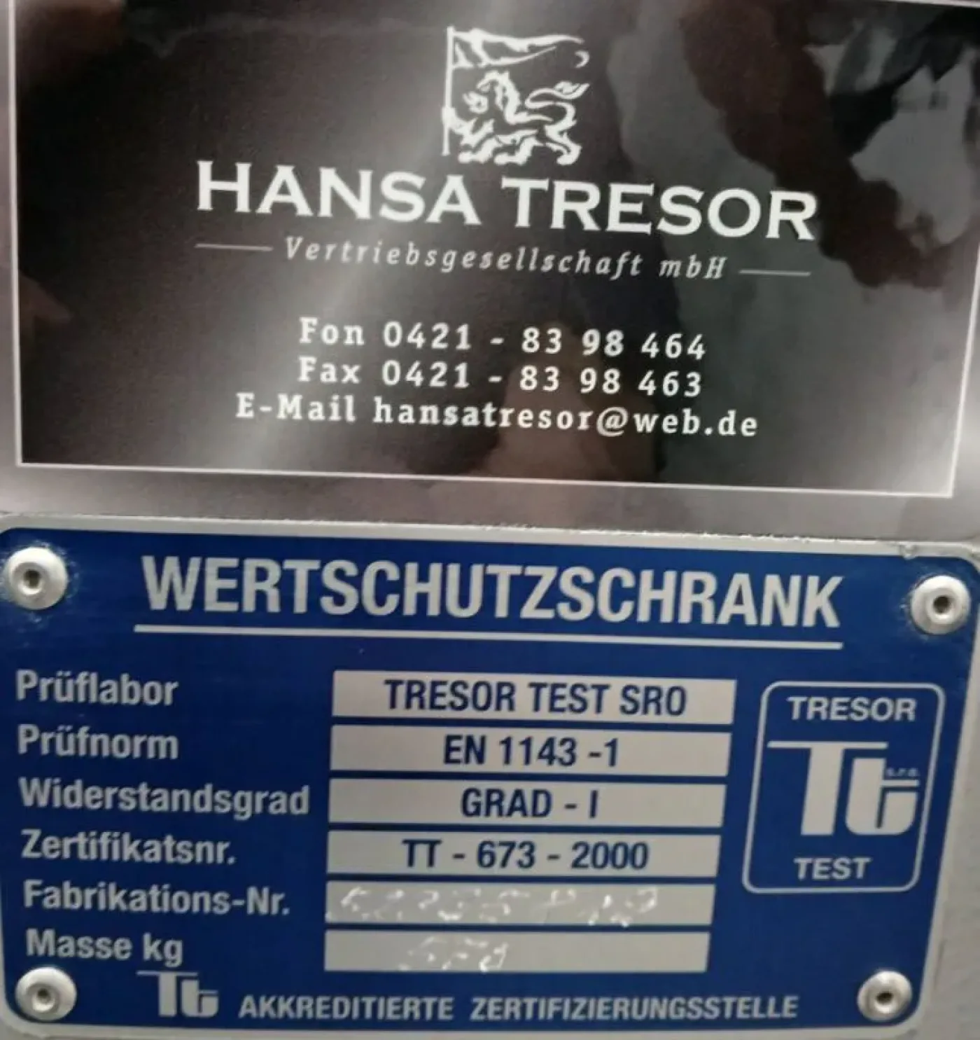 Datensafe Tresor Wertschutzsch HANSA Tresor - 8