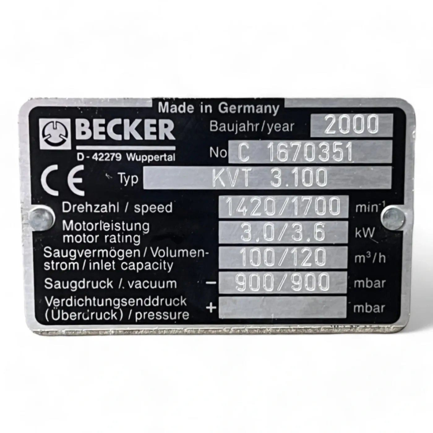 BECKER KVT 3.100 Trockenlaufende Drehschieber-Vakuumpumpe Art.-Nr. C11670351 - 4