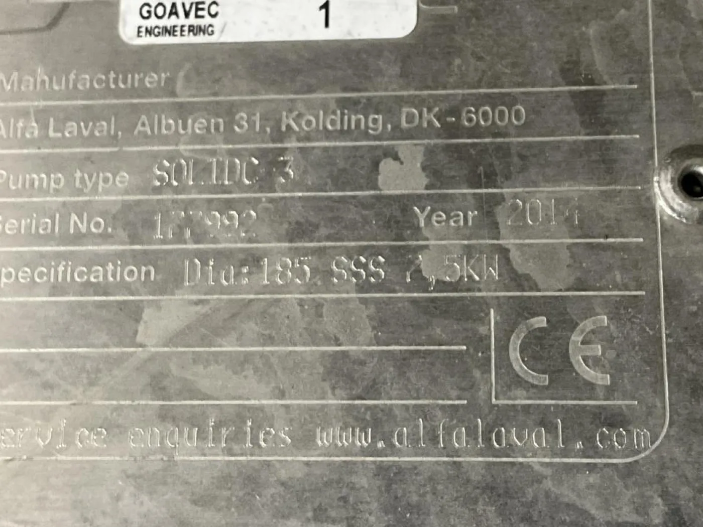 2014 Alfa Laval Alfa Laval SOLIDC-3 Stainless Steel Contact Parts Volute Centrifugal Pump - 3