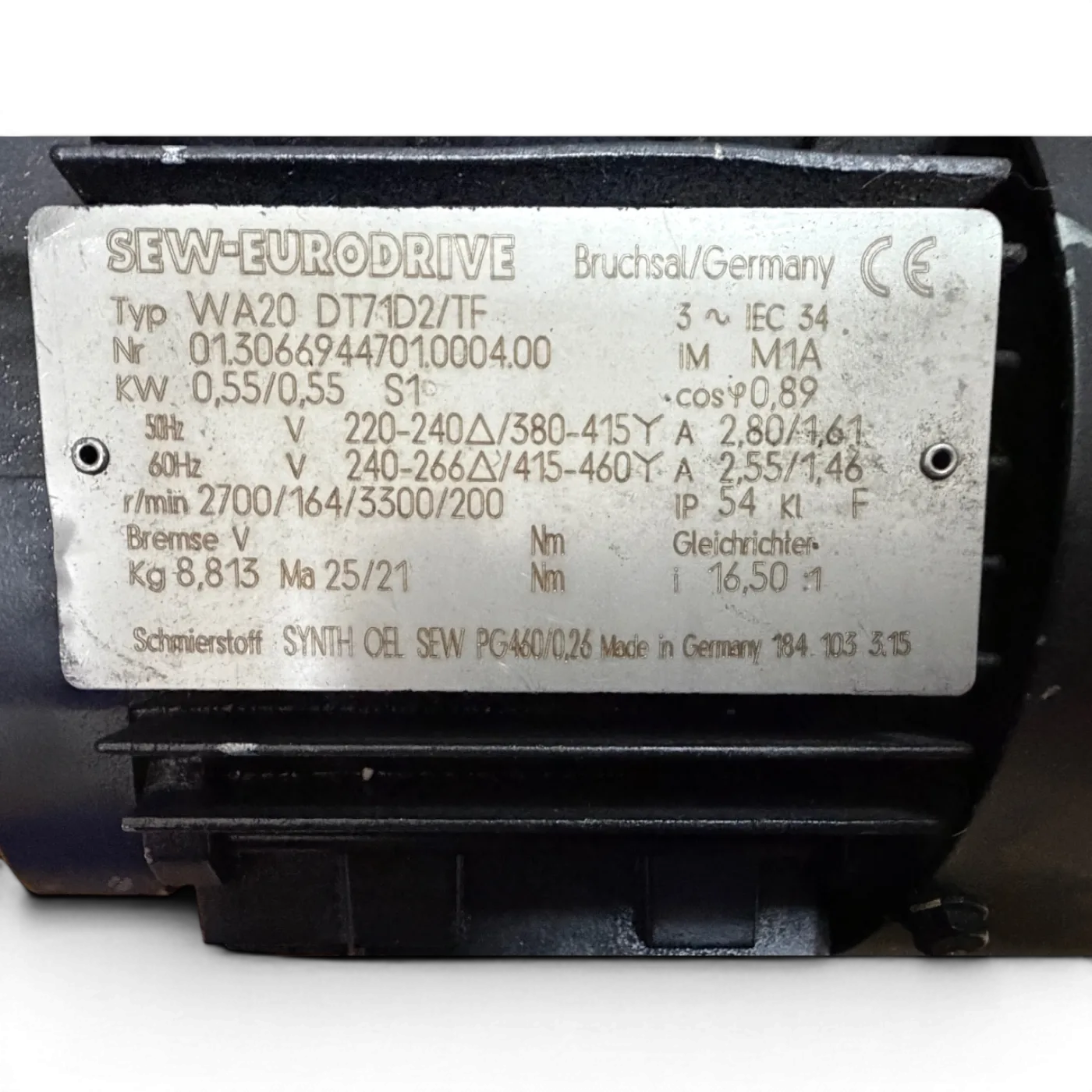 SEW EURODRIVE Getriebemotor WA20 DT71D2/TF aus Pries & Horstmann Maschine Art.-Nr. 013066944701000400 - 5