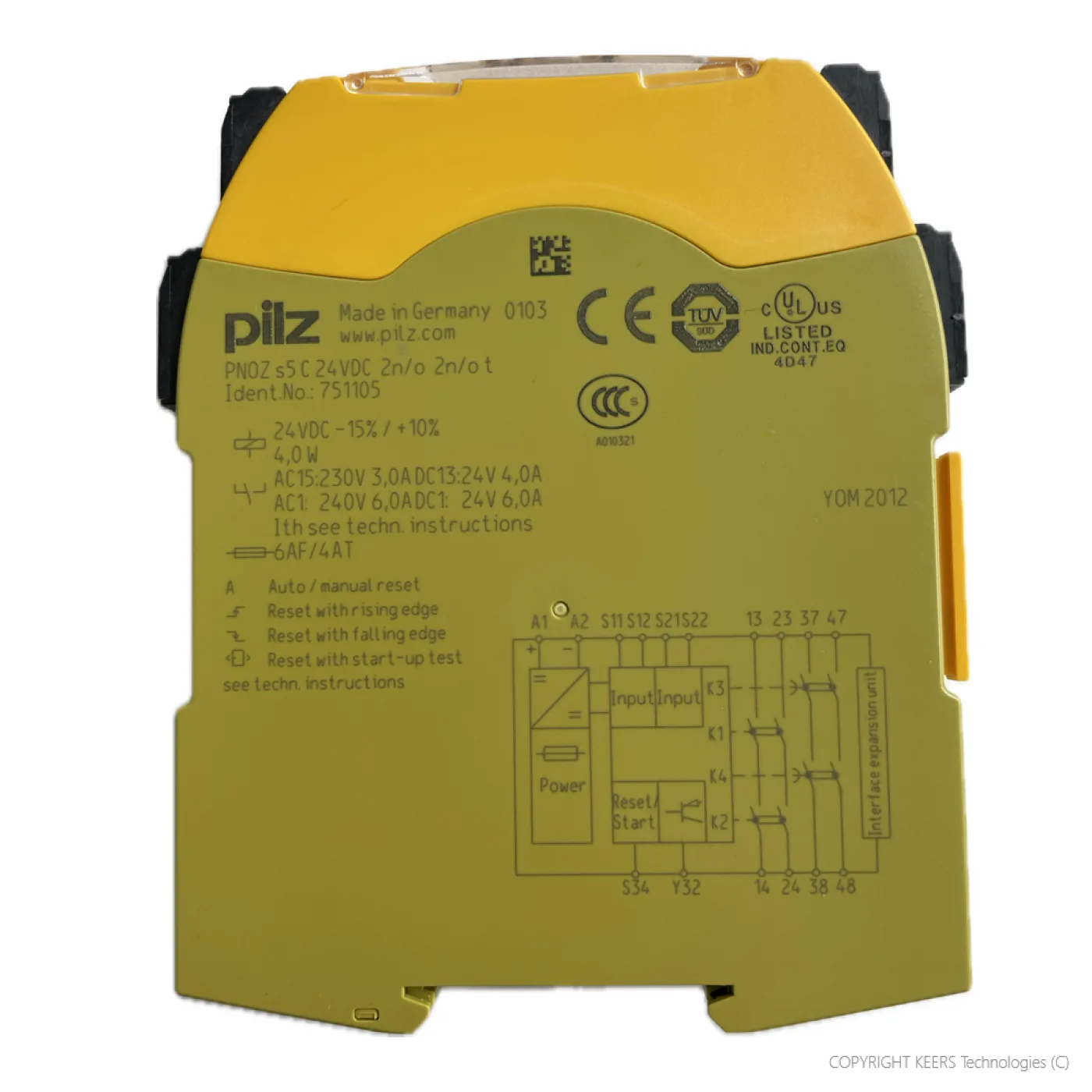 KT-751105 PILZ Safety Relay, 24 VDC, 4PST-NO, PNOZ s5, DIN Rail, 6 A, Spring Clamp - 1