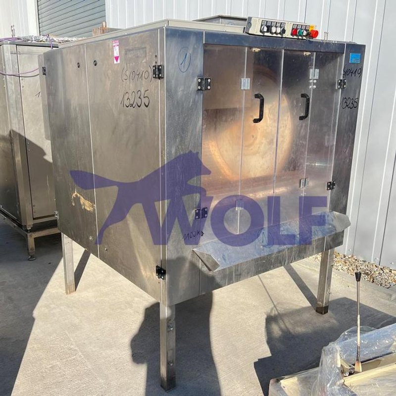 Band-Drageekabine SCHRÖTER - Type SCC-99 mit ca. 1000 mm Arbeitsbreite.