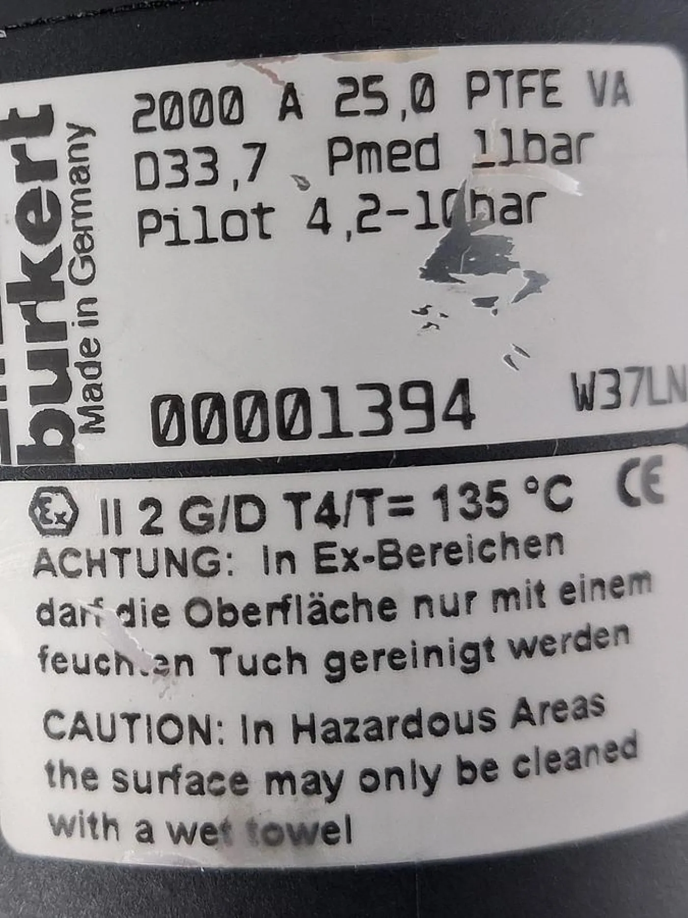 Bürkert 2000A Pneumatisches Schrägsitzventil DN25 PN16 PTFE - 8