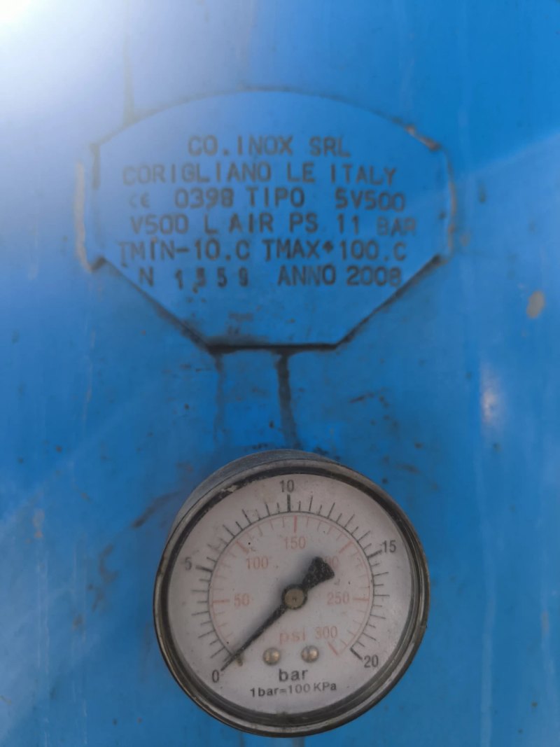 USED CO.INOX 500-LITRE AIR RECEIVER TANK