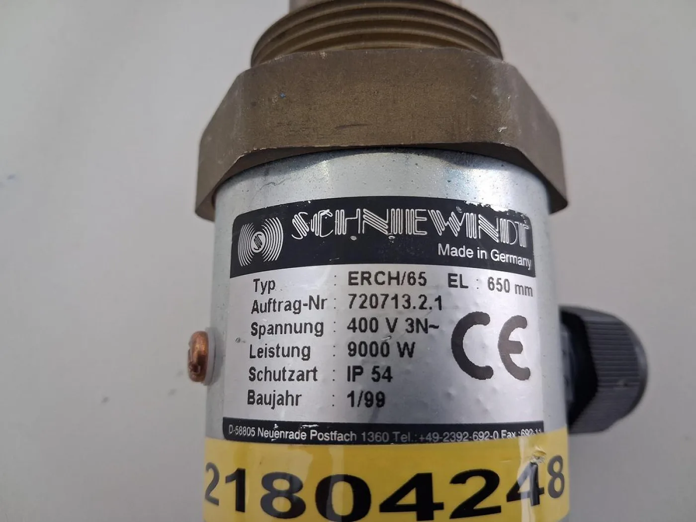 Schiewindt ERCH65 Heizpatrone 400 V 900 W 650 mm - 5
