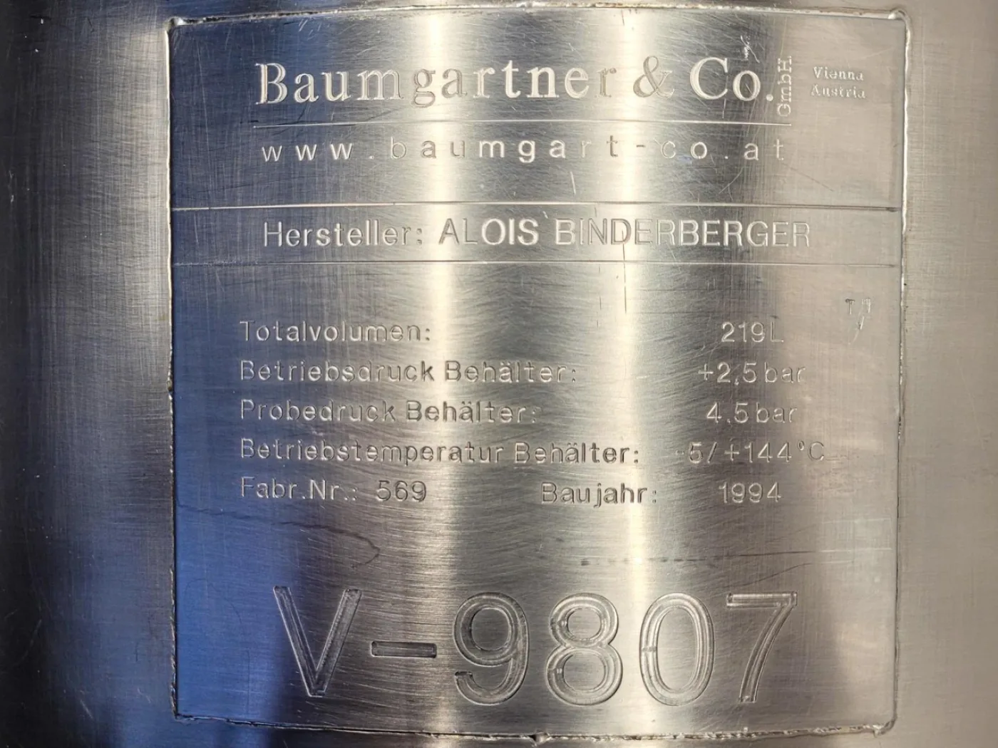 Baumgartner 219 Ltr. - Pressure vessel - 4
