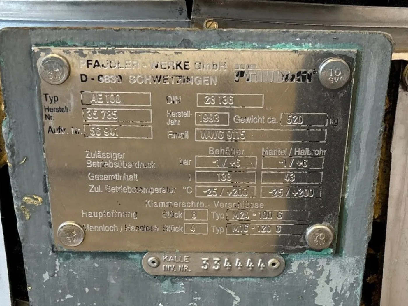 Pfaudler-werke AE100 - Glass-lined Reactor - 2
