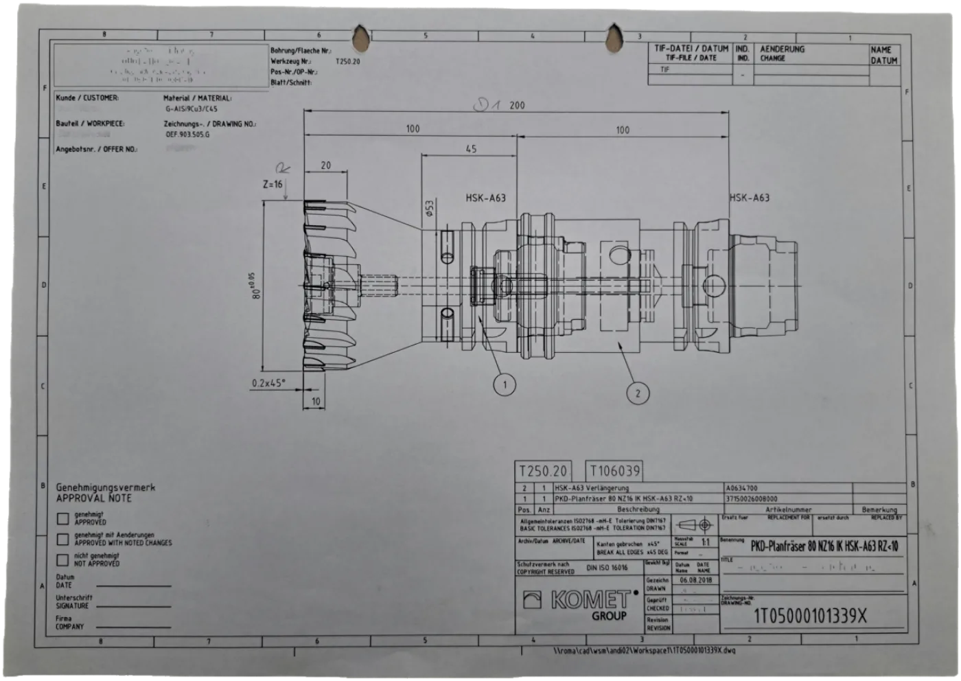 Mapal WWS PKD-Planfräser 80 NZ16 IK HSK-A63 RZ - 1