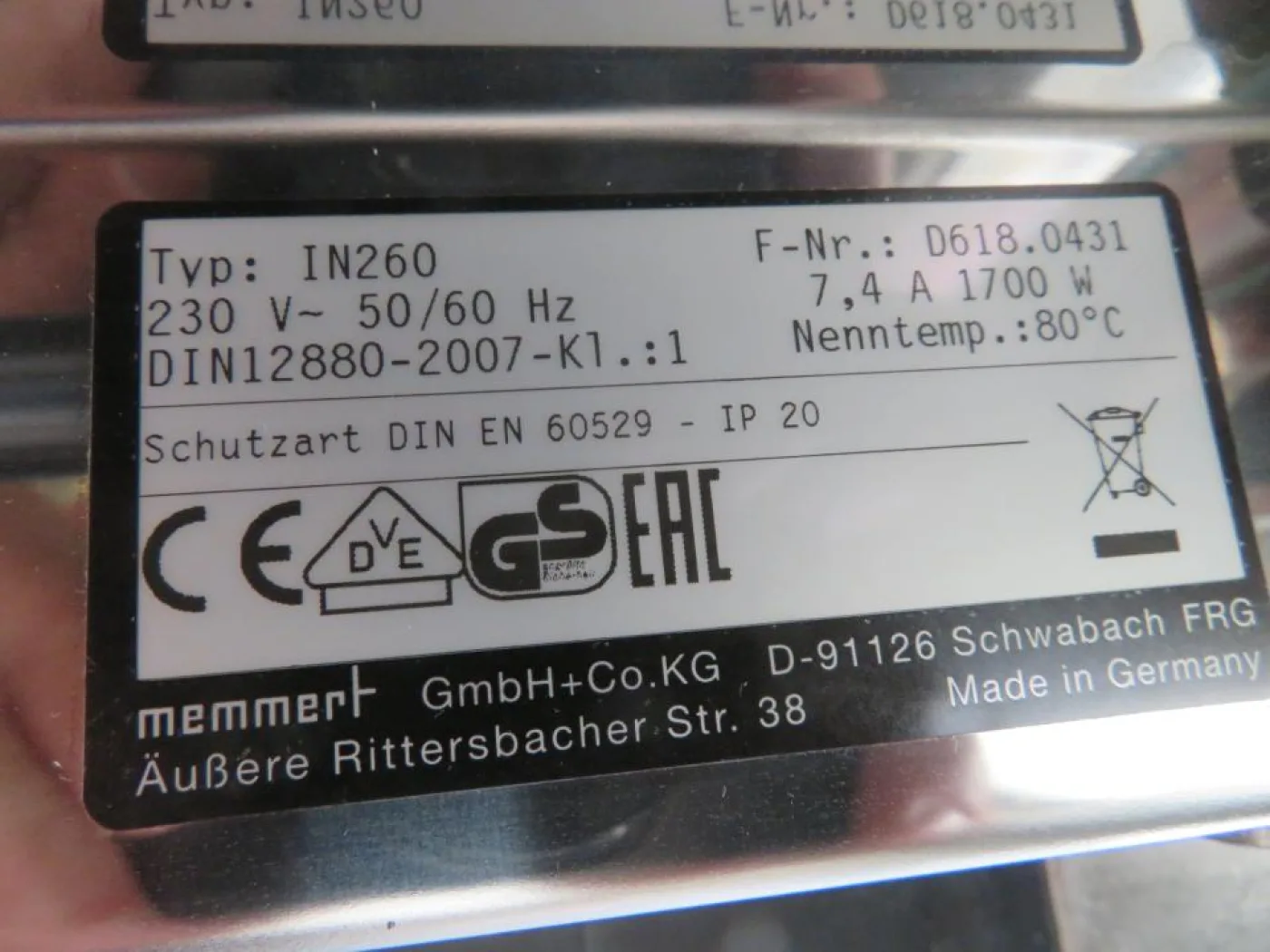 Memmert GmbH and Co. KG Memmert GmbH and Co. KG IN260 Laboratory Incubator- R and D - 7