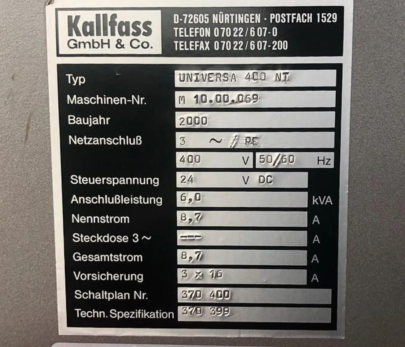 Kallfass Universa 400 NT - 8