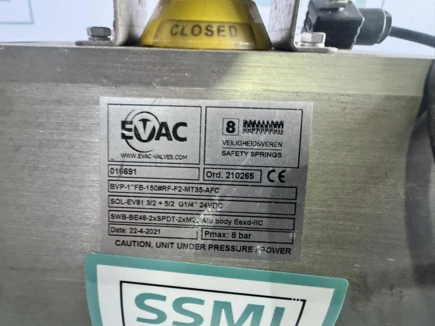 2021 EVAC / Max-Air Technology Pneumatic Valve Actuator Assembly - 2
