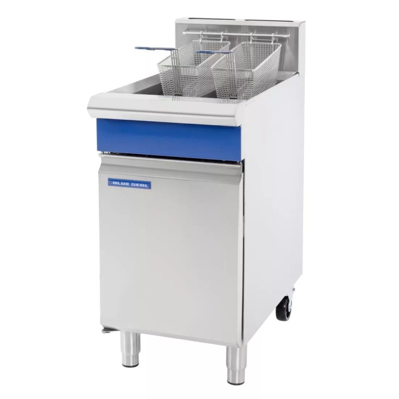 Blue Seal Twin Tank Twin Basket Free Standing Natural Gas Fryer GT46 - islandcatering