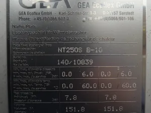 GEA Ecoflex NT250S - Plate heat exchanger