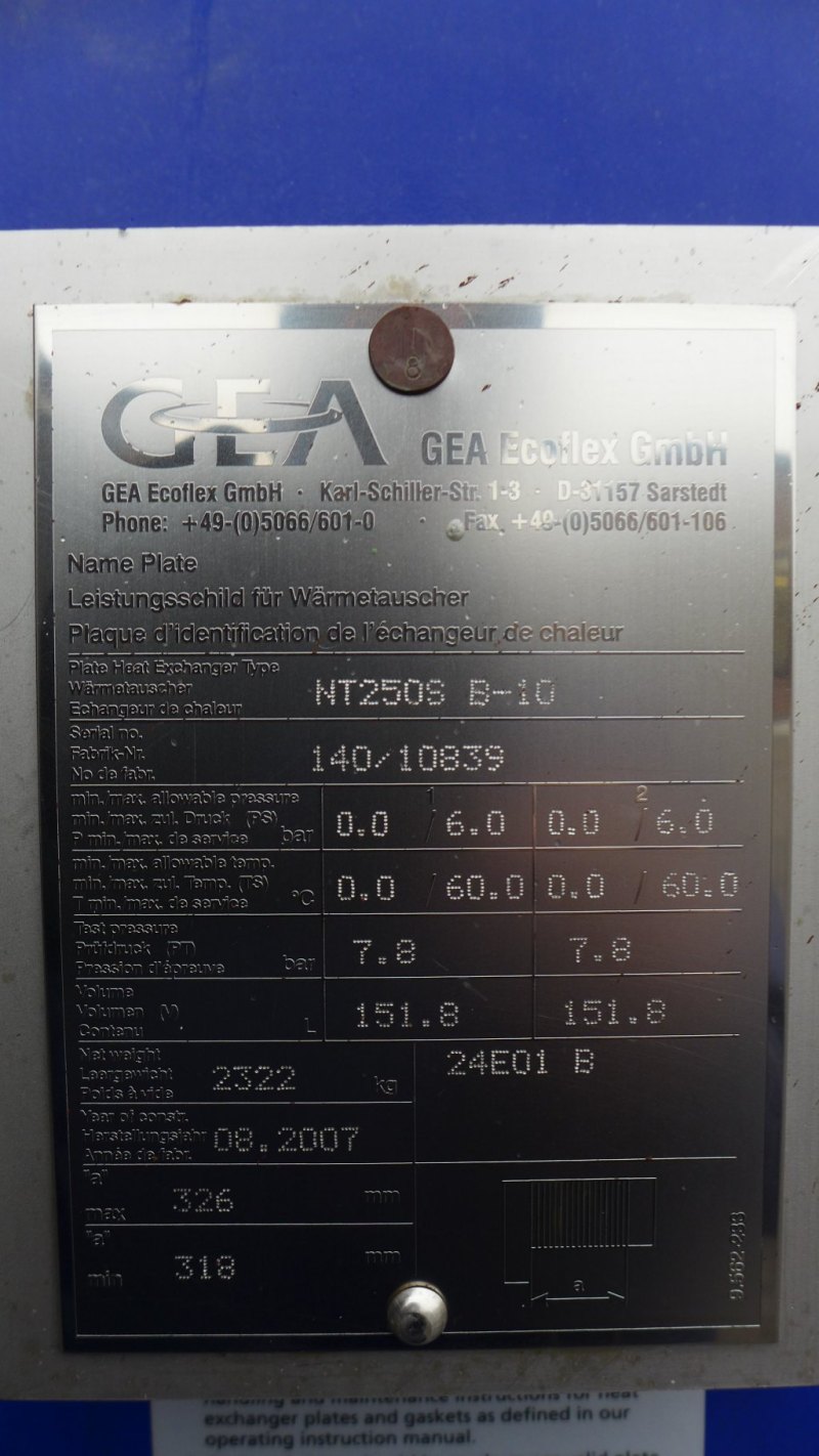 GEA Ecoflex NT250S - Plate heat exchanger