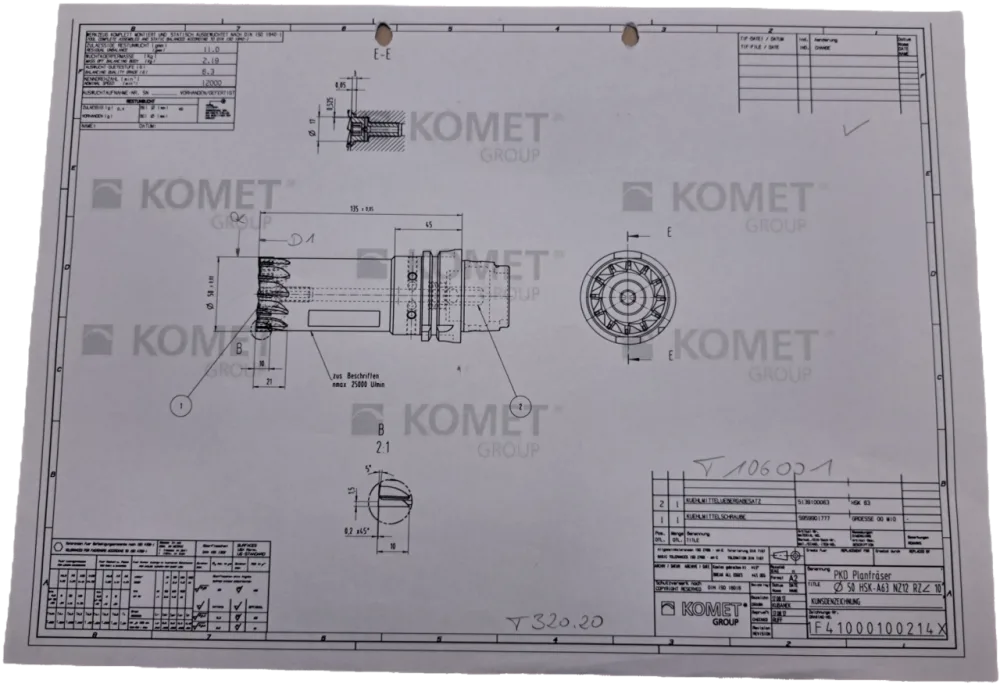 Komet PKD Planfräser Ø50 HSK-A63 NZ12 RZ