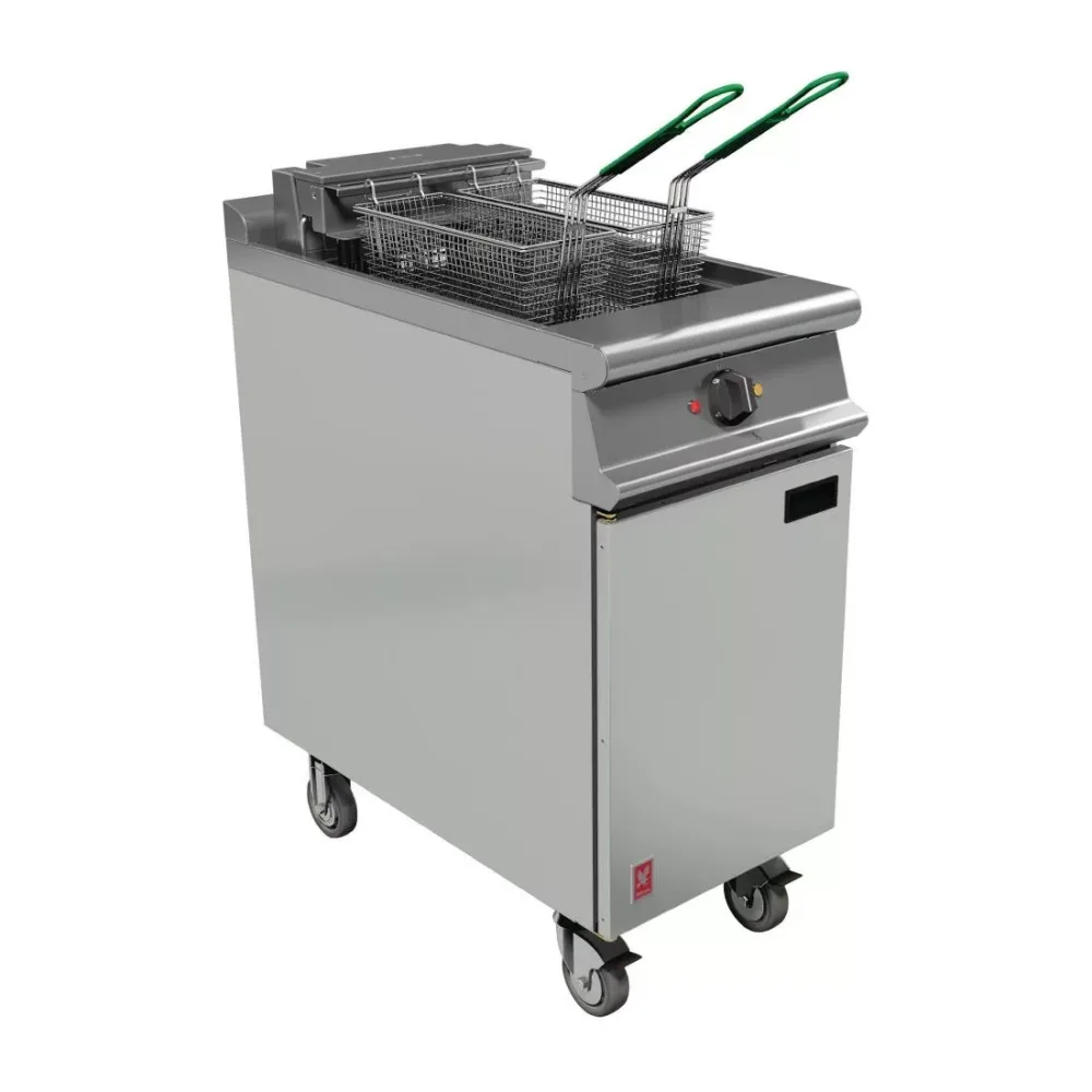 Falcon Dominator Plus Twin Basket Fryer with Filtration & Fryer Angel on Castors - islandcatering