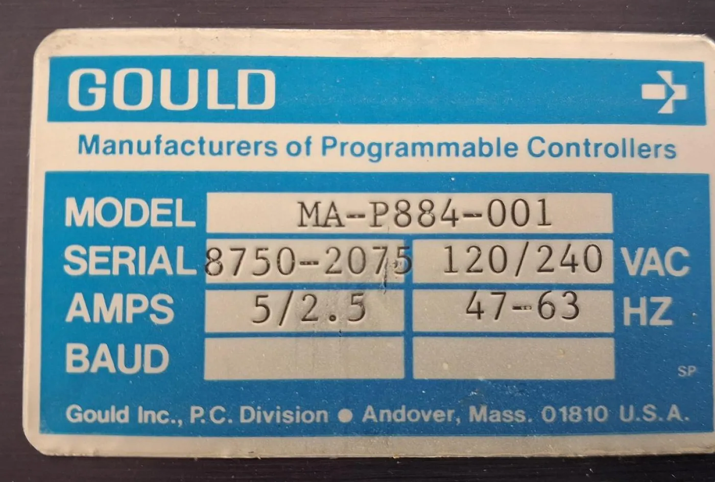 Gould MA-P884-001 Programmable Controller Power Supply - 4