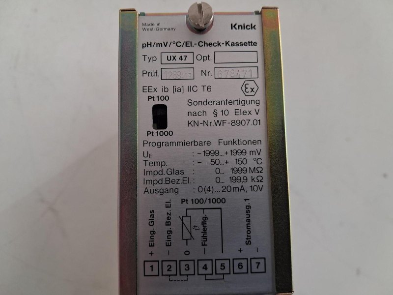 Knick UX-47 pH/mV / °C / Ex-Check Kassette