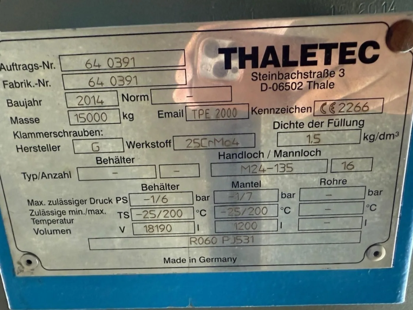 Thaletec RWA BE16000 - Glass-lined Reactor - 4