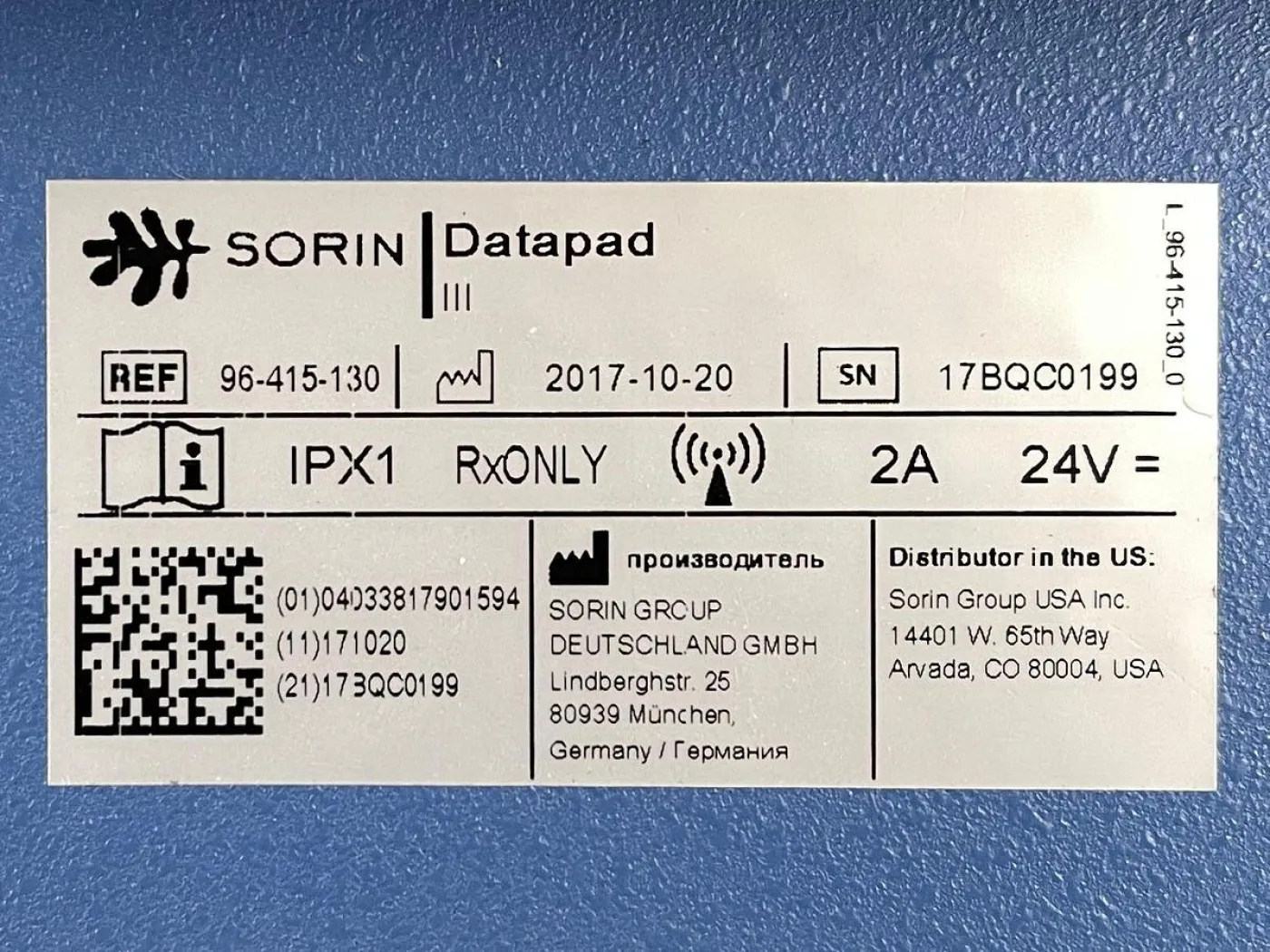 LivaNova Sorin DataPad III Monitor REF: 96-415-130 YOM: 2017/2020 - 6