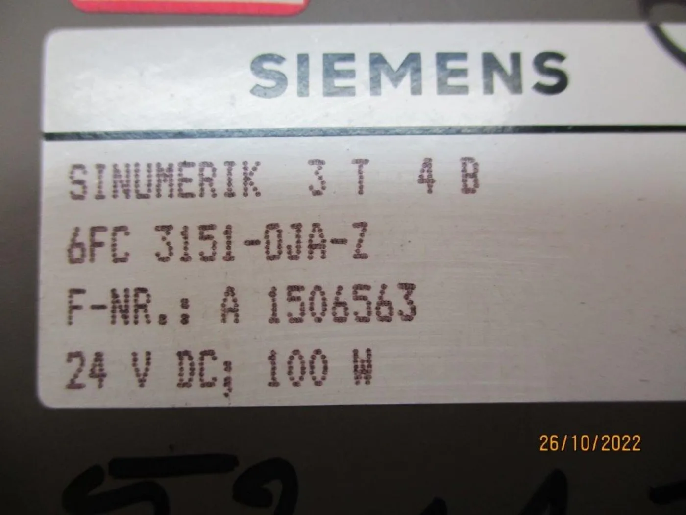 3-T 4B 6FC 3151-OJA-Z SIEMENS SINUMERIK 1988 - 2