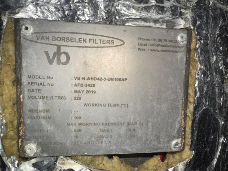 2019 Van Borselen 2 µm candle filter (old dimer filter housing) - S-1270