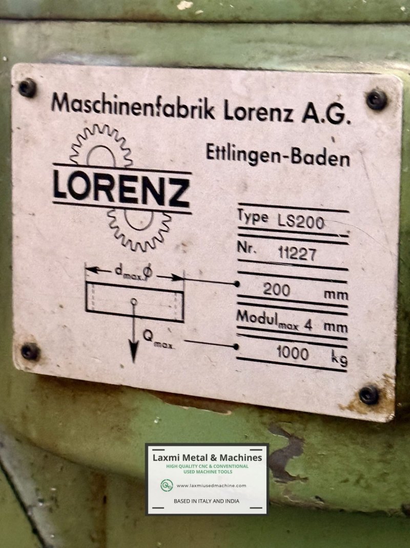 automatic GEAR SHAPER, LORENZ - LS 200 - Laxmi Metal & Machines, Rohtak