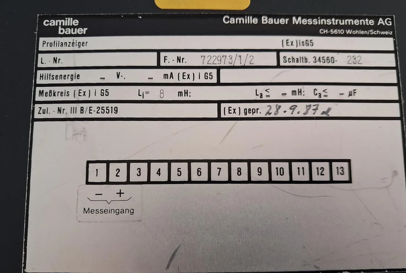 Camille Bauer Drehspulinstrument 4–20 mA 0–20 U/min Panel Meter - 6