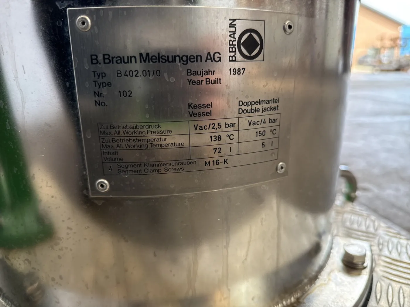 B. Braun Biostat P 50 72 l Fermentor - Bioreactor - 6