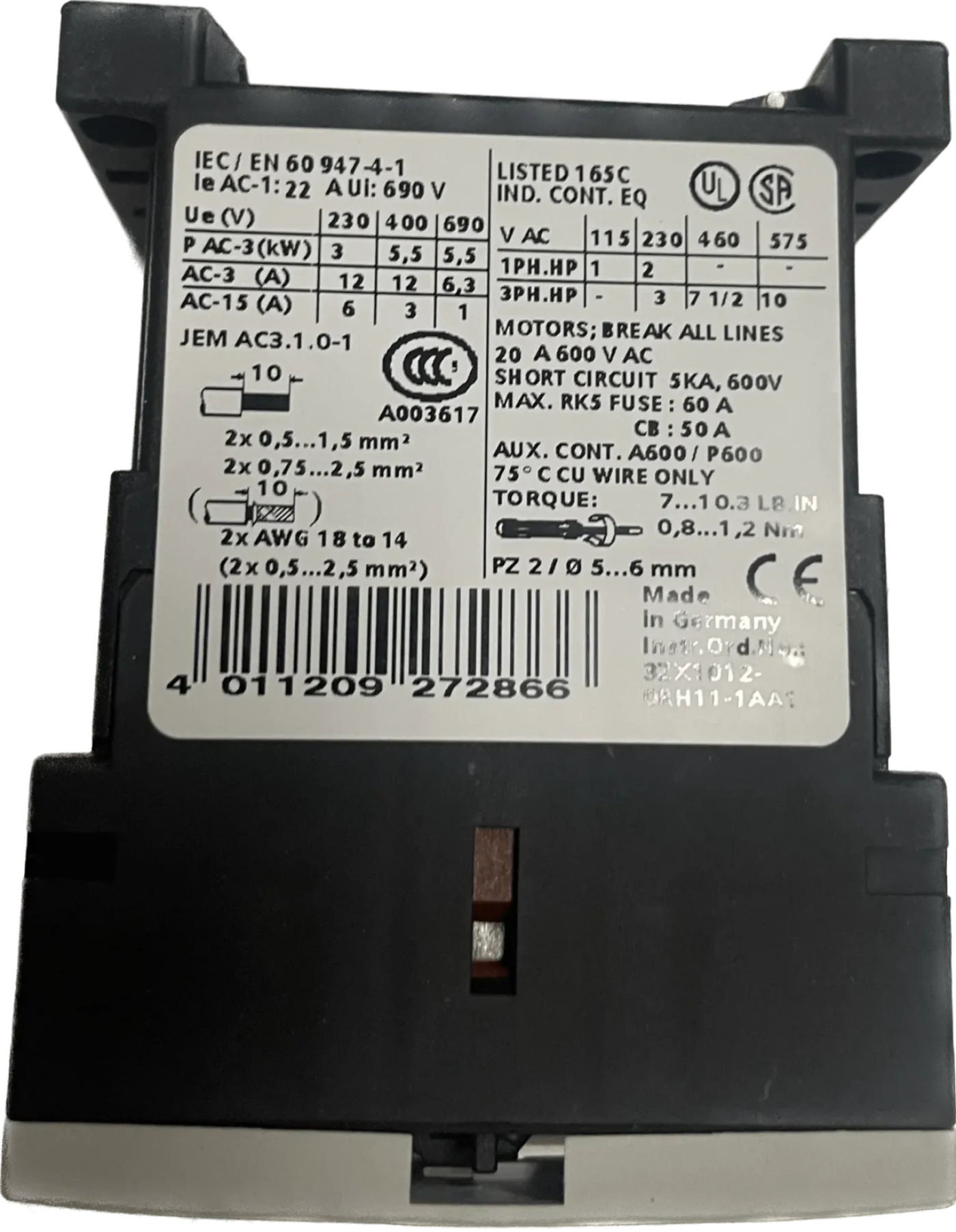 Siemens Leistungsschütz 3RT1017-1BB41 - 3