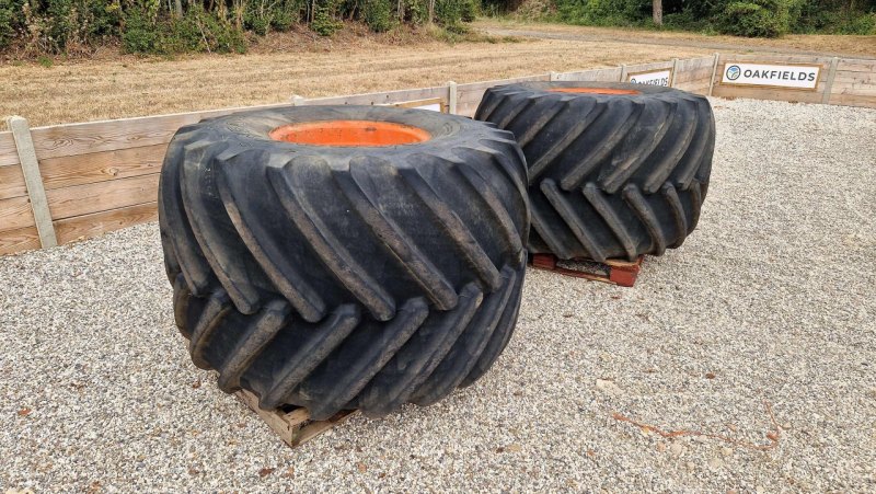 Pair of 66 x 43.00 - 25 Goodyear Terra-Tyres on rims