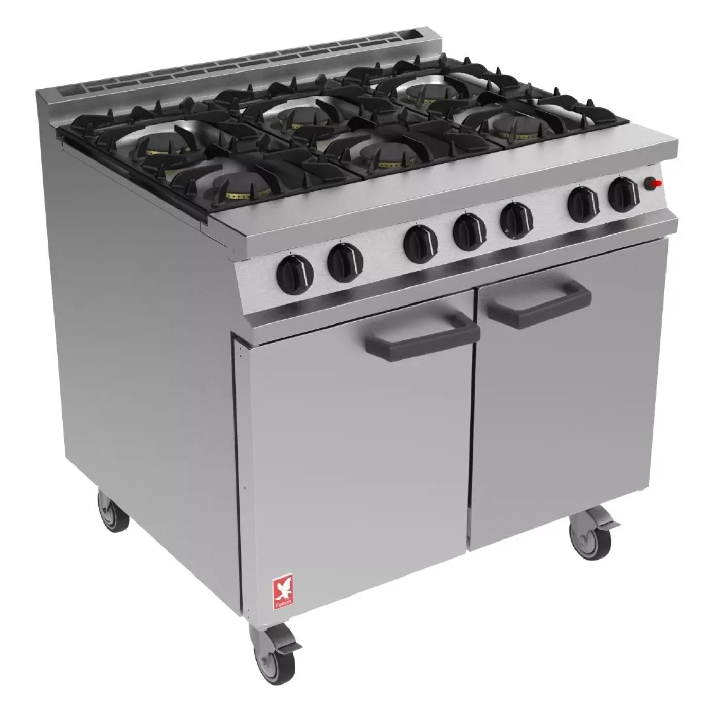 Falcon 6 Burner Dominator Plus Oven Range G3101 Propane Gas with Castors - islandcatering - 1