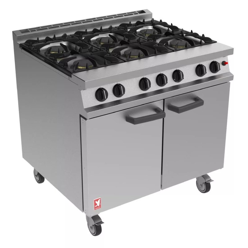 Falcon 6 Burner Dominator Plus Oven Range G3101 Propane Gas with Castors - islandcatering