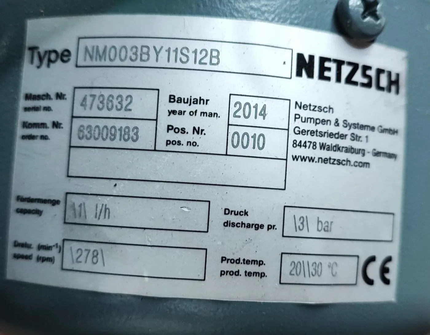Netzsch Exzenterschneckenpumpe NM003BH06S12F mit Motor - 2