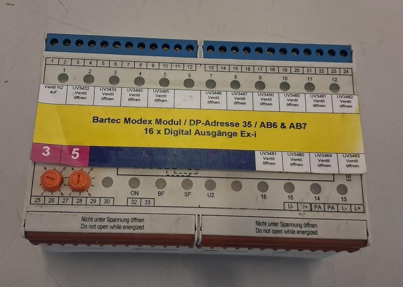 Bartec Modex PROFIBUS DP-Modul mit DP-Adresse 35 digitales Ex-i Ausgangsmodul