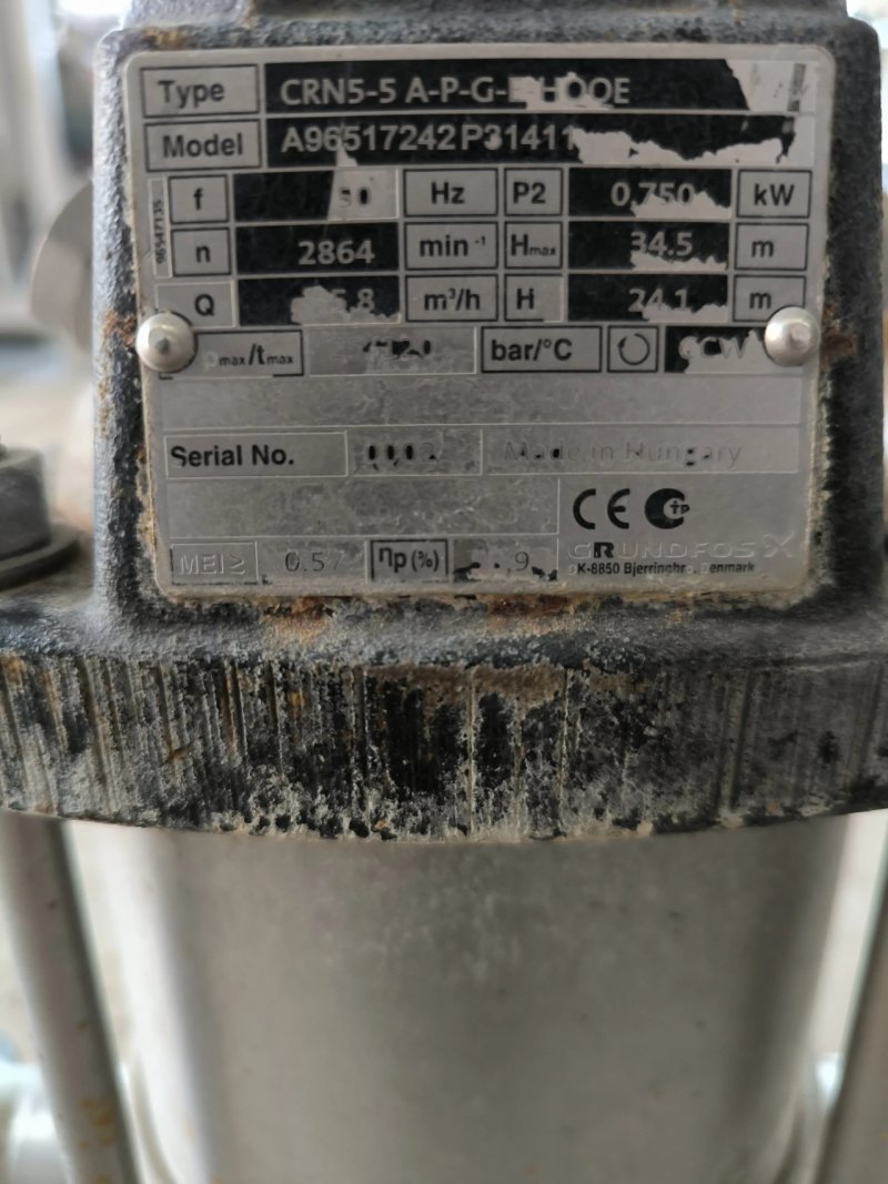 VERTICAL MULTISTAGE CENTRIFUGAL PUMP GRUDFOS CR5-5 A-P-G-E HQQE