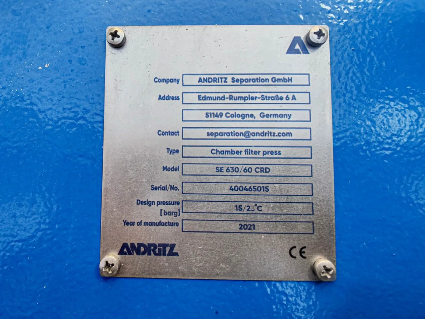 Andritz Separation SE 630/60 CRD - Filterpress - 1