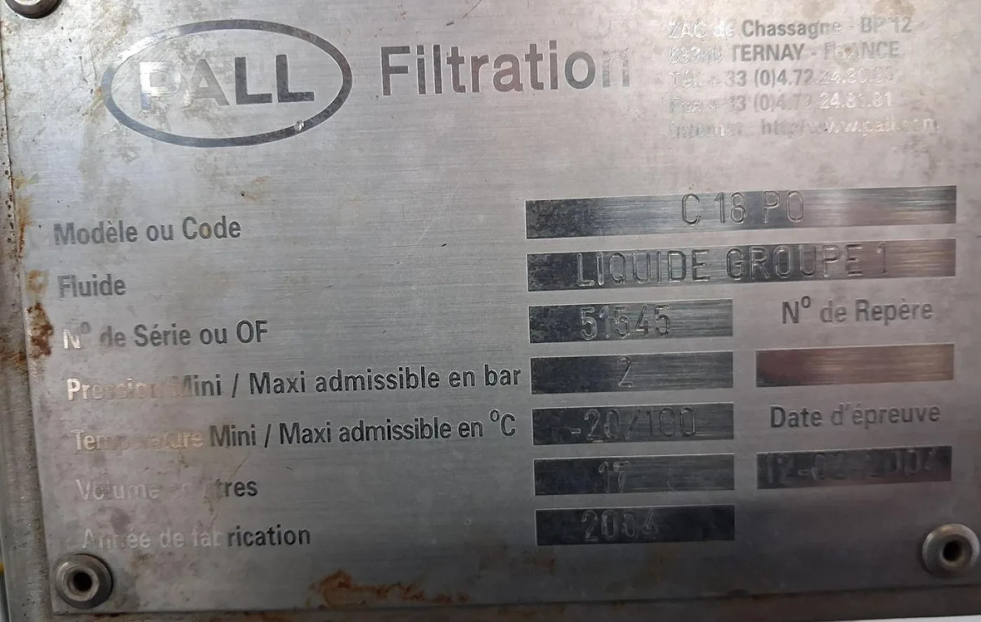 Pall Filtration C18 FD Stainless Steel Liquid Filter Housing - 5