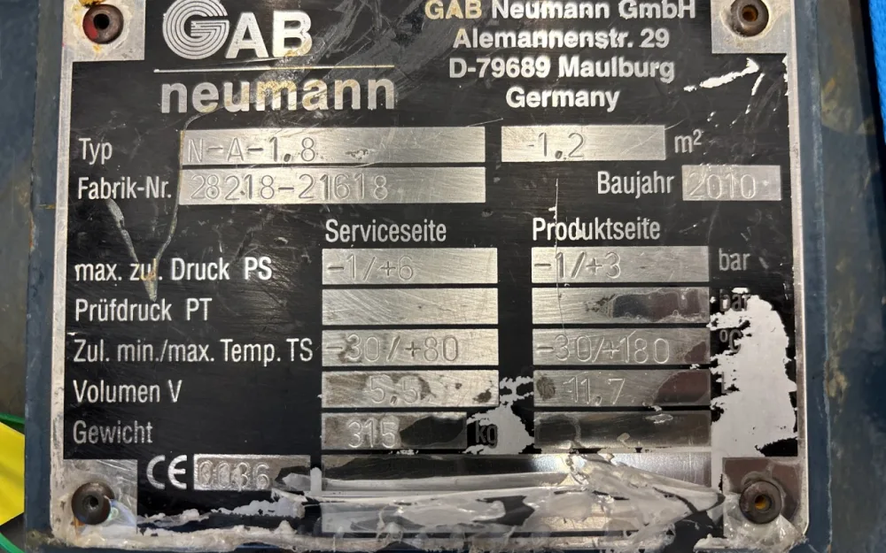 Gab Neumann N-A-1.8 - Shell and tube heat exchanger