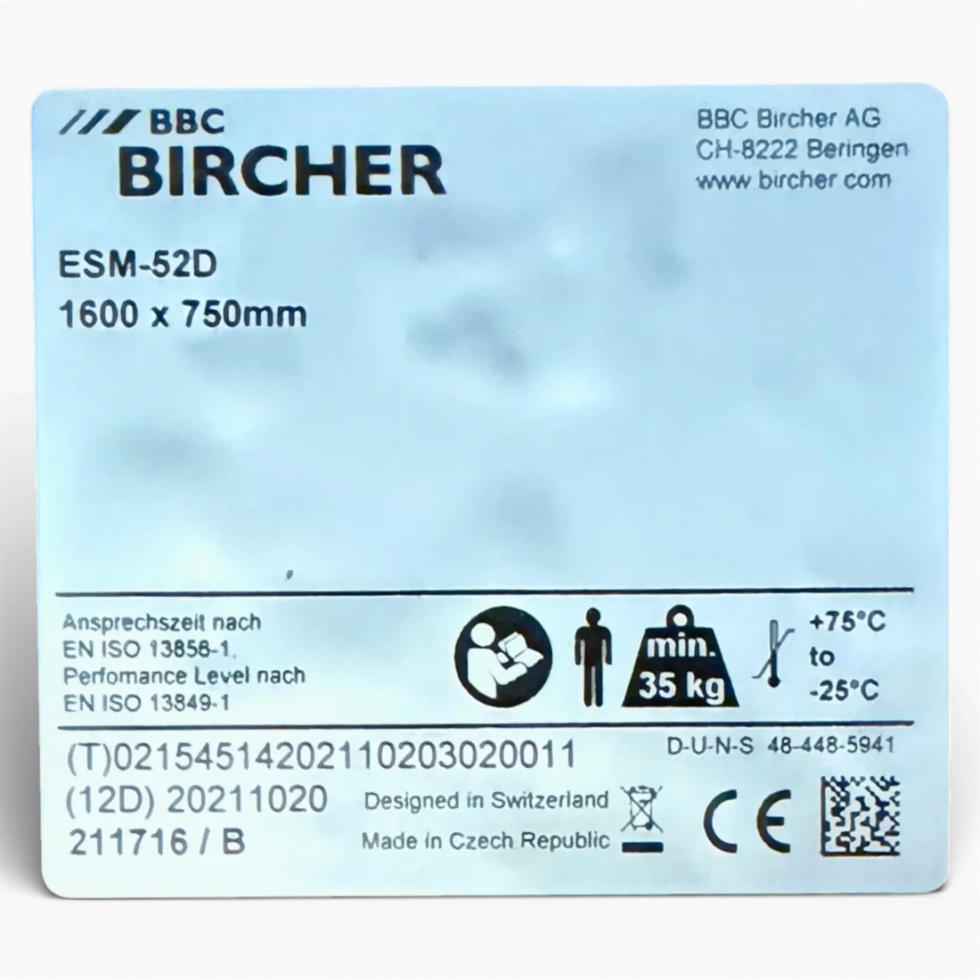 BC BIRCHER Trittschutzmatte Trittmatte Sicherheitsschaltmatte ESM-52D 1600 x 750 x 11 mm für HOMAG / IMA fabrikneu Hersteller Art.Nr. 211716/B - 8