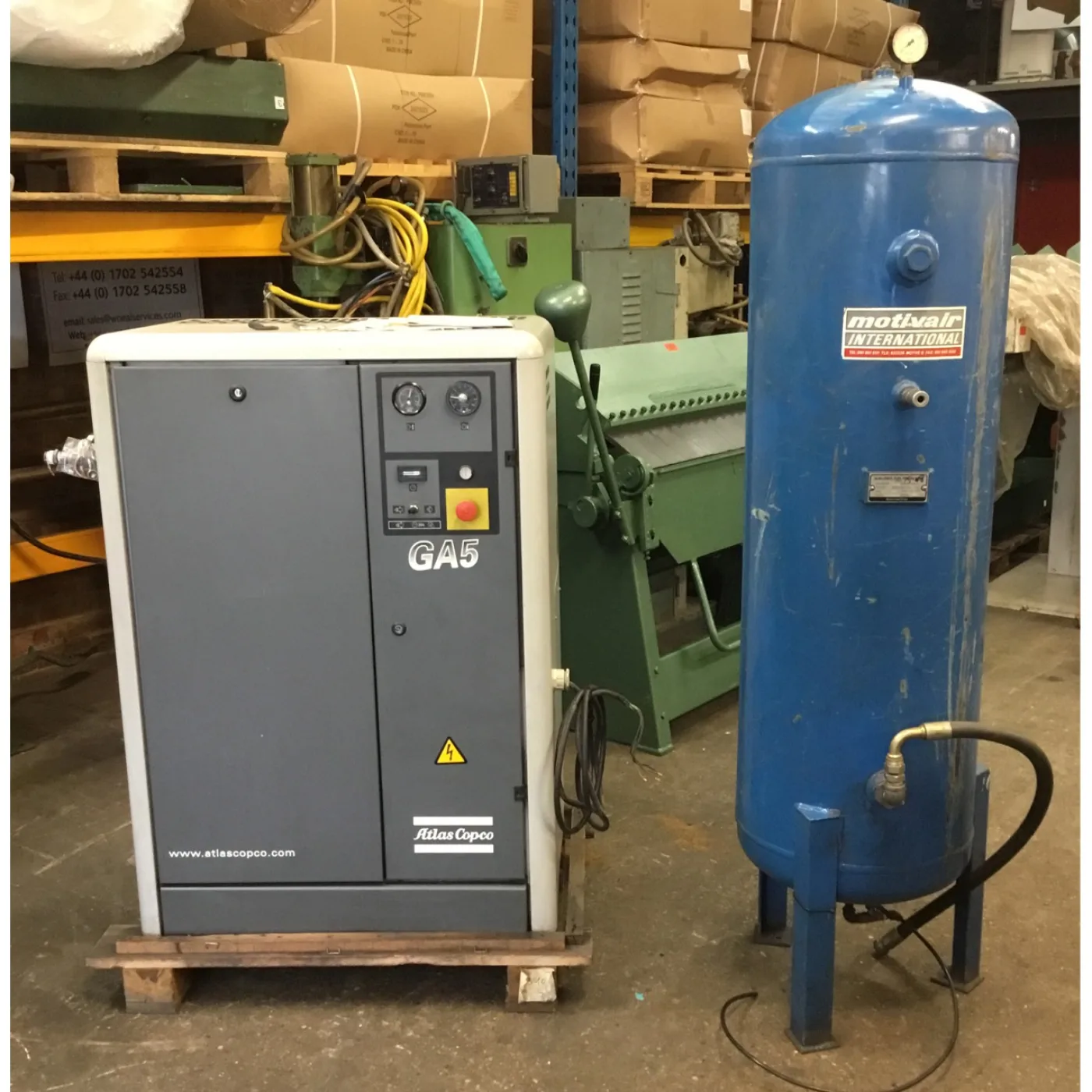 ATLAS Copco Ga5 Rotary Screw Air Compressor & Motivair Welded Air Receiver - WNS - W. Neal Services Ltd - 1