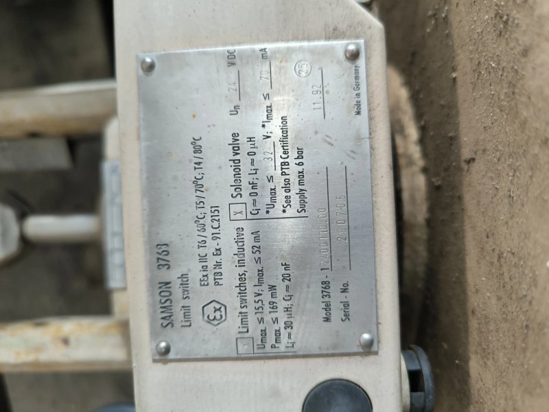 PROPORTIONAL CONTROL VALVE SAMSON DN80 PN10 ATEX WITH SAMSON 3768 LIMIT SWITCH
